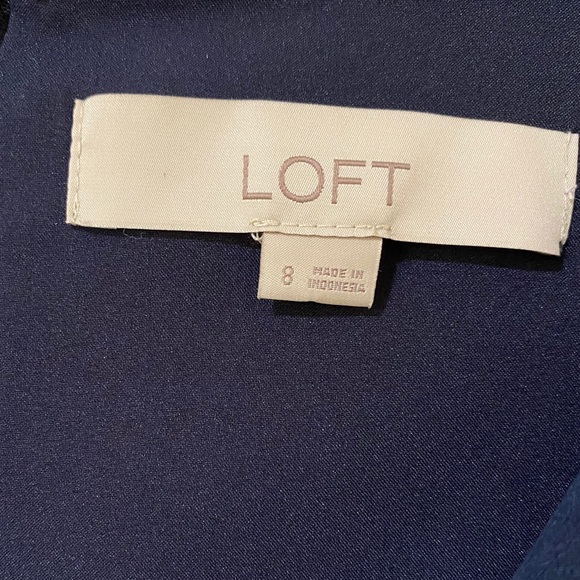 Loft navy blue feather patterned dress size 8 - Picture 3 of 7